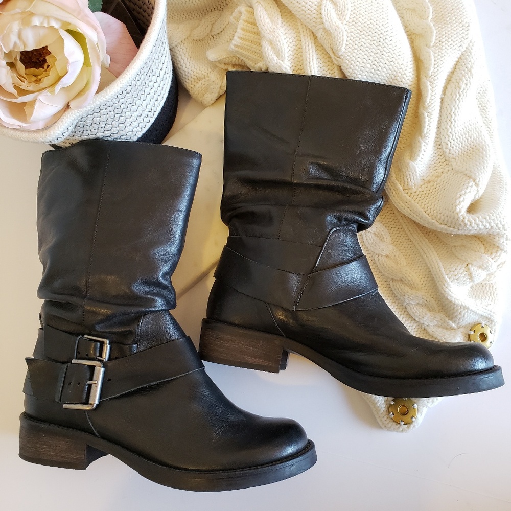 MATISSE | Bobby Moto Mid Calf Boot Black Leather